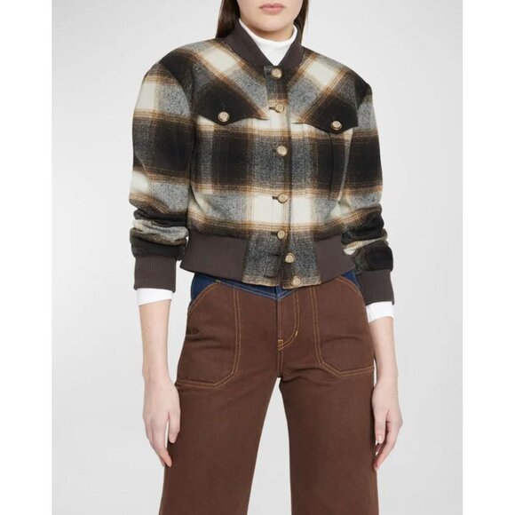 Veronica Beard Jackets & Blazers - Veronica Beard Stanley Plaid Bomber Jacket 6 Multi